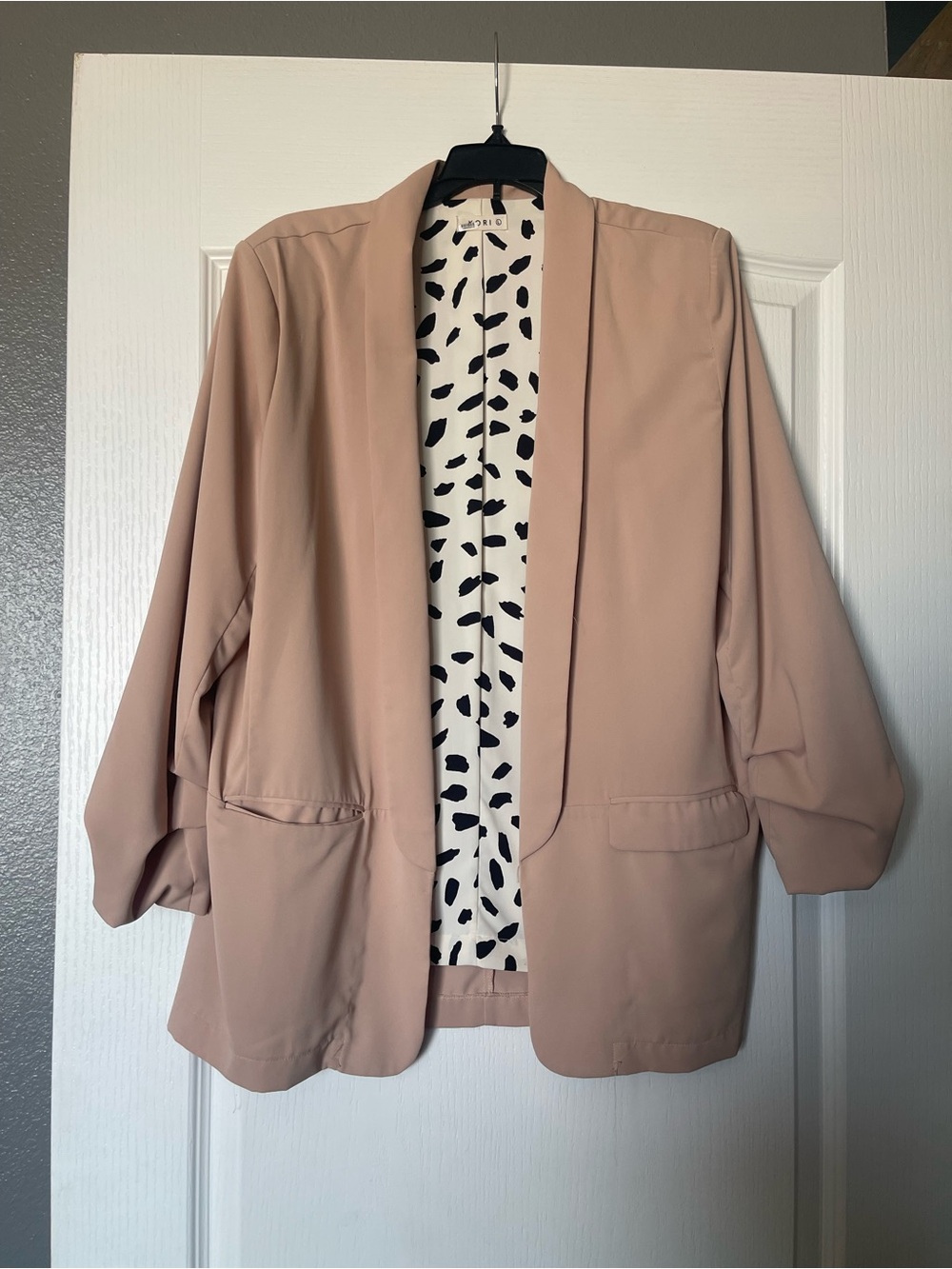 Kori Blush Open-Front Blazer with Printed Lining